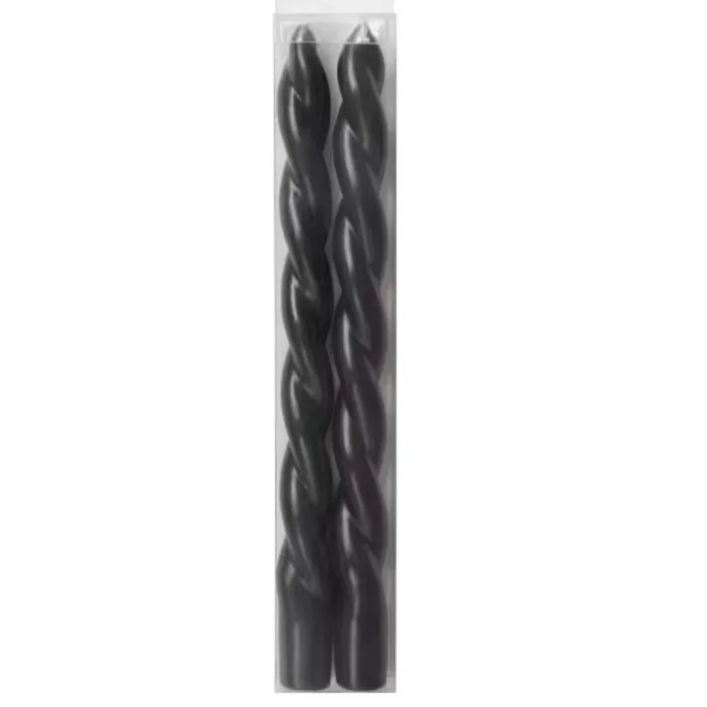 Black Twisted Taper Candles Set Of 2 Unscented 10 in Modern Home Decor Halloween